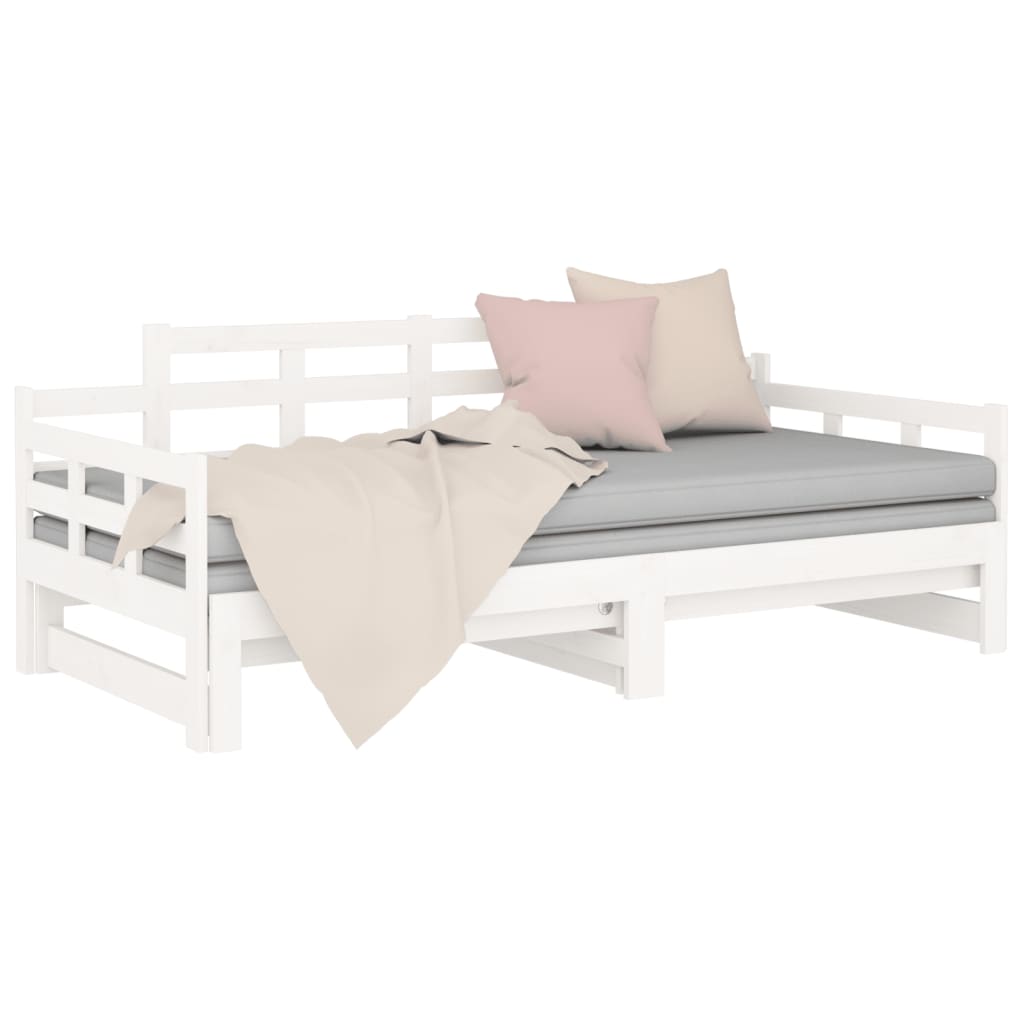 Lit de repos extensible en pin massif blanc 2x(90x200) cm