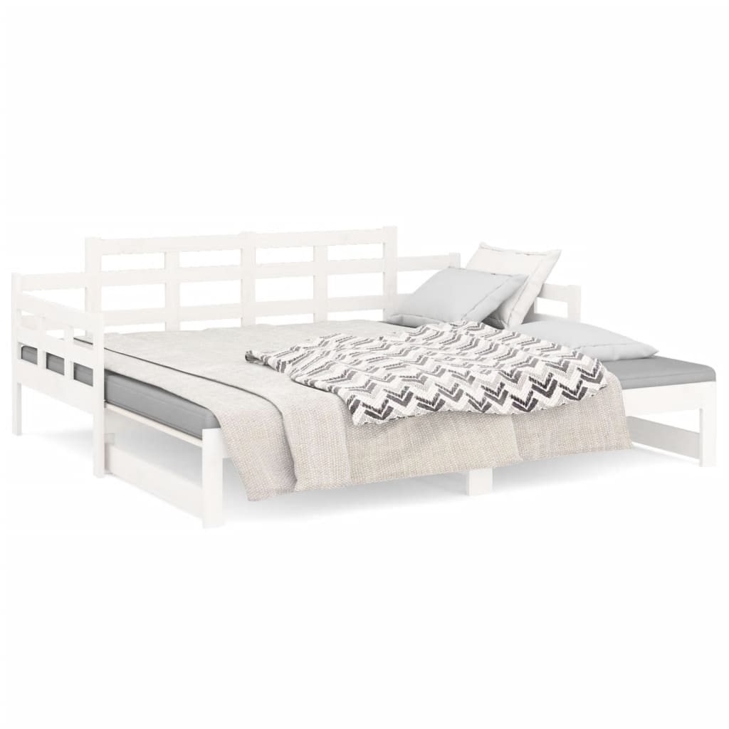 Lit de repos extensible en pin massif blanc 2x(90x200) cm