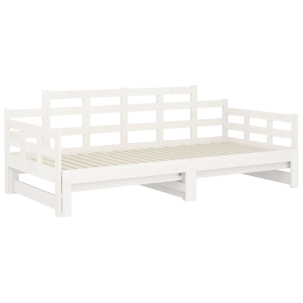 Lit de repos extensible en pin massif blanc 2x(90x200) cm