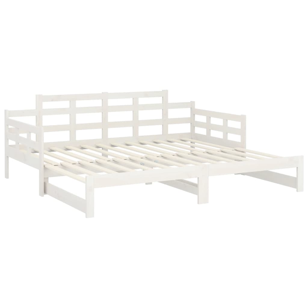 Lit de repos extensible en pin massif blanc 2x(90x200) cm