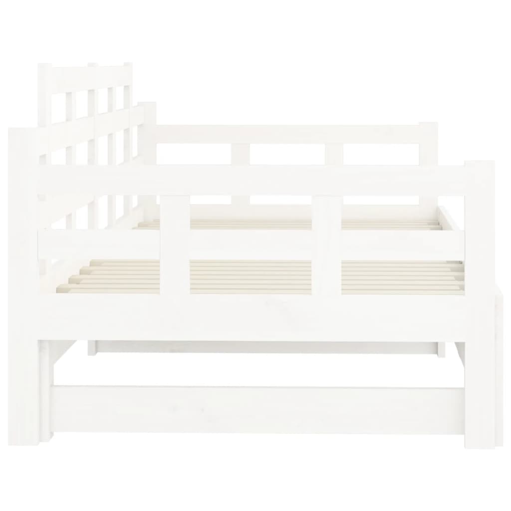 Lit de repos extensible en pin massif blanc 2x(90x200) cm