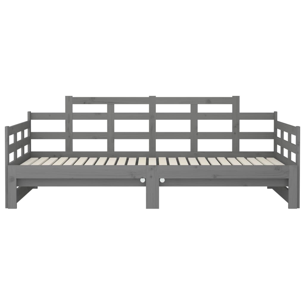 Lit de repos extensible en bois de pin massif gris 2x(90x200) cm