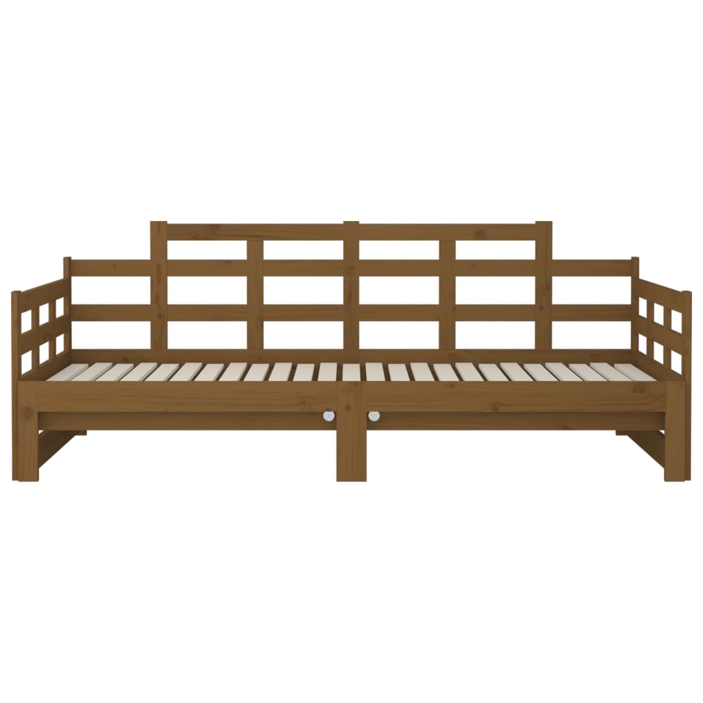 Lit de repos extensible en bois de pin massif marron miel 2x(90x200) cm