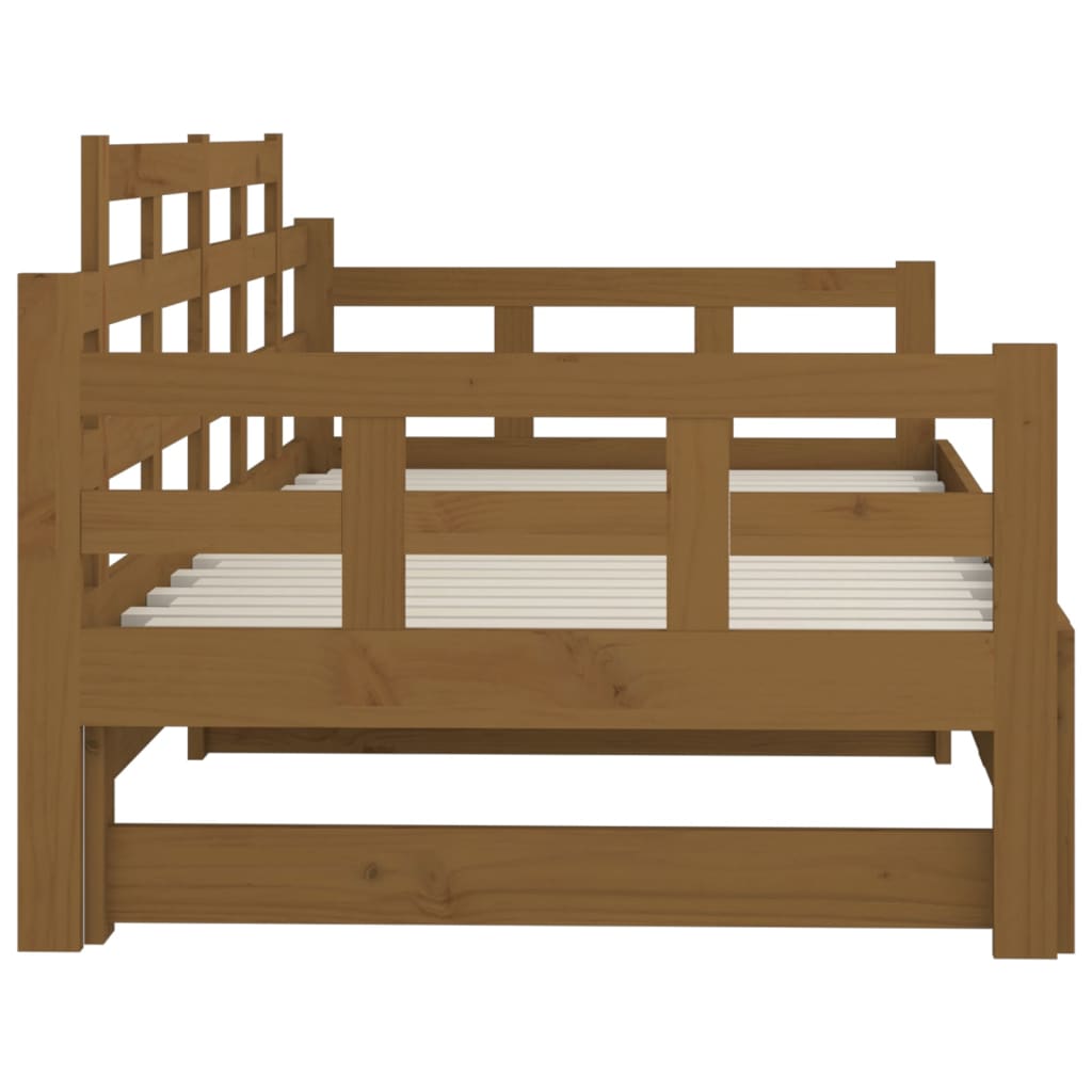 Lit de repos extensible en bois de pin massif marron miel 2x(90x200) cm