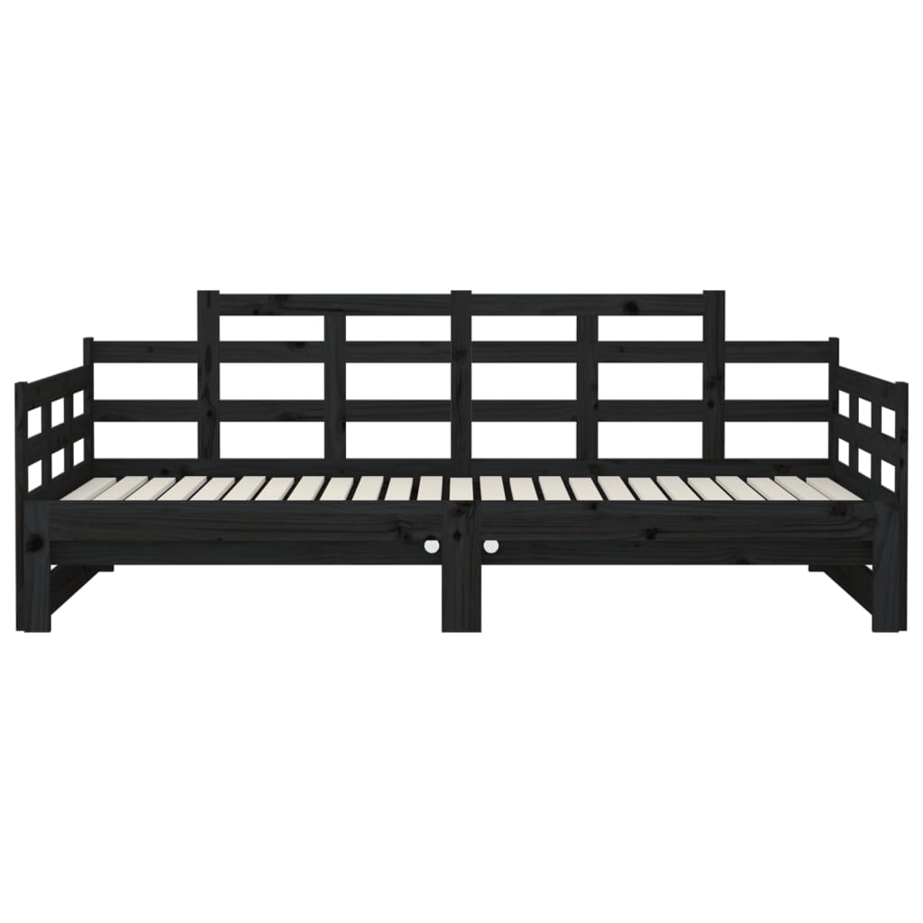 Lit de repos extensible en pin massif noir 2x(90x200) cm