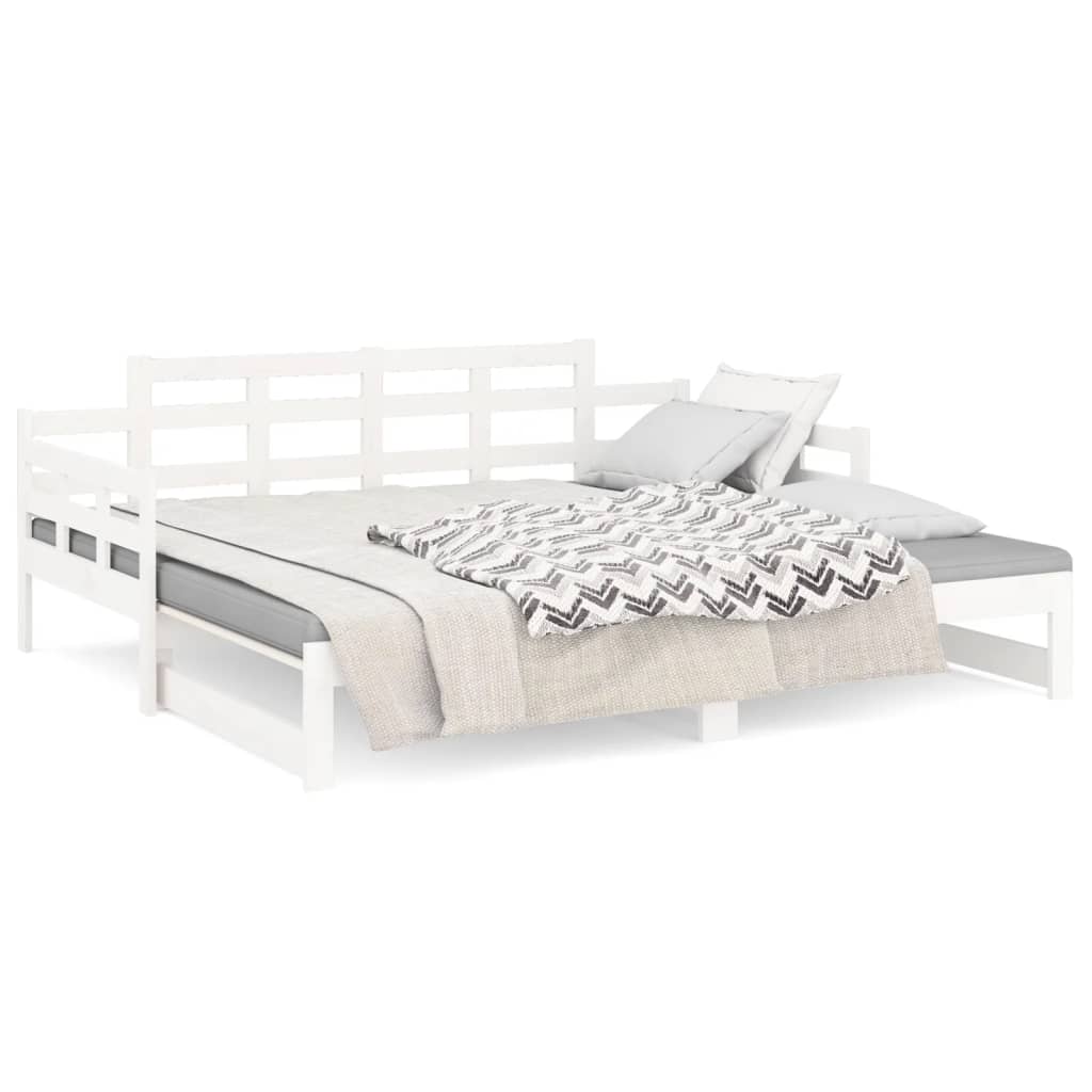 Lit de repos extensible en pin massif blanc 2x(80x200) cm