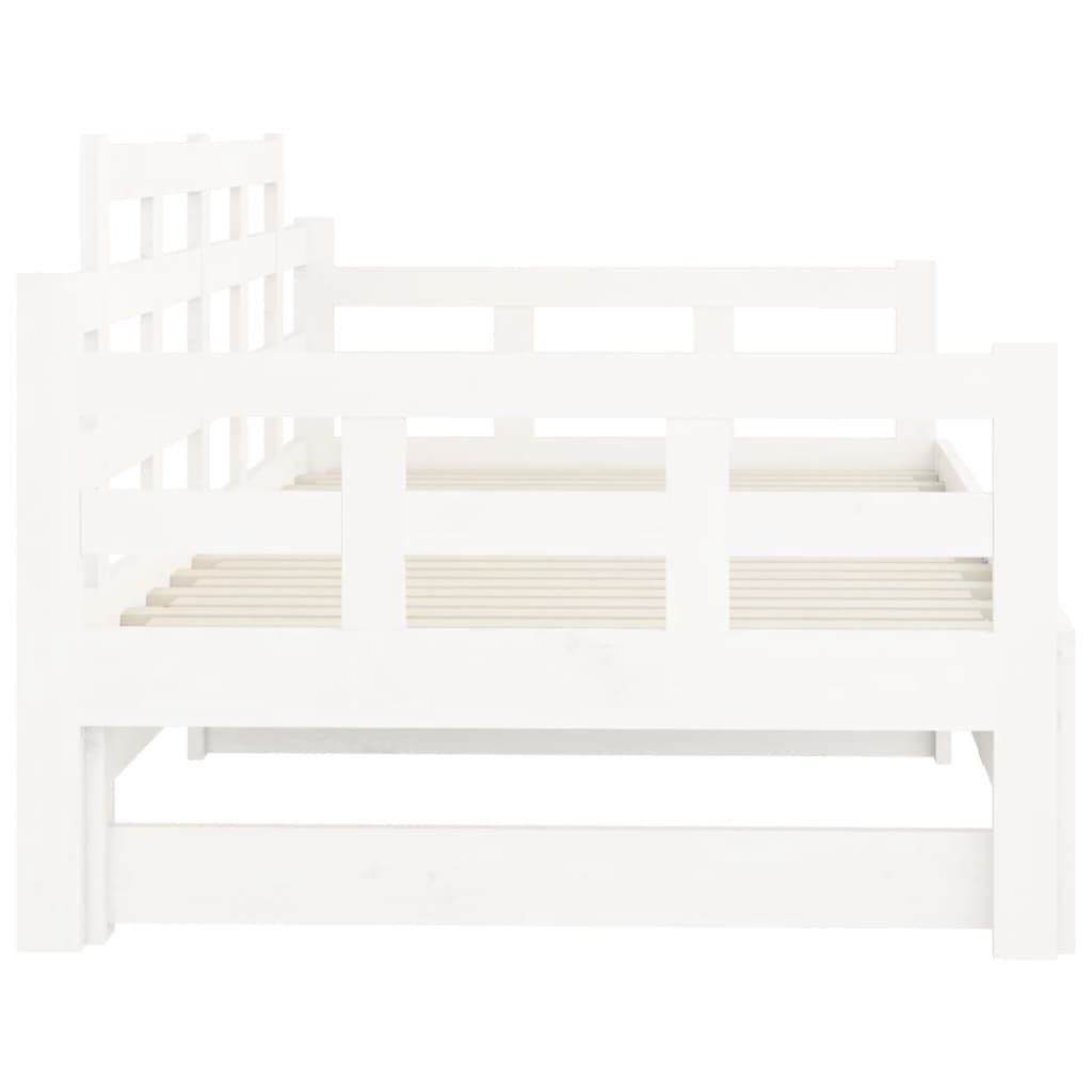 Lit de repos extensible en pin massif blanc 2x(80x200) cm