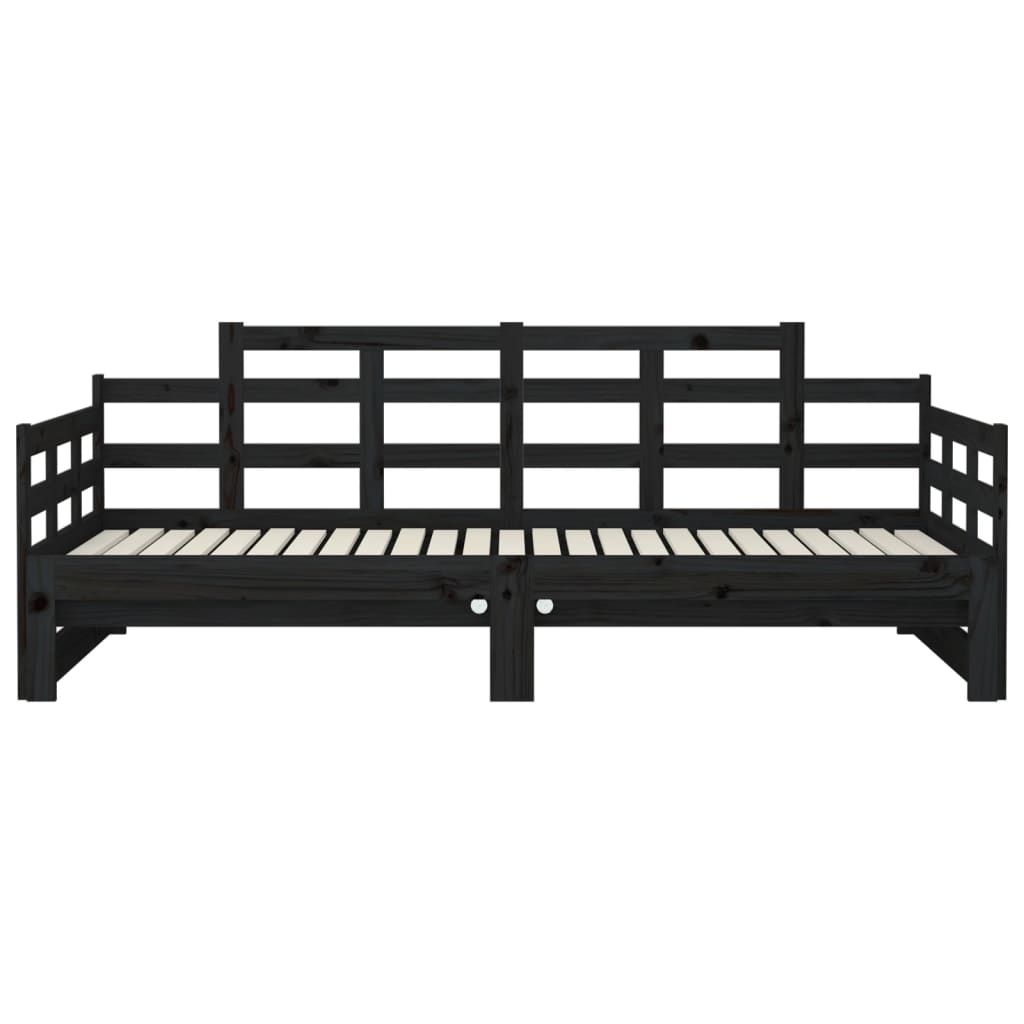 Lit de repos extensible en pin massif noir 2x(80x200) cm