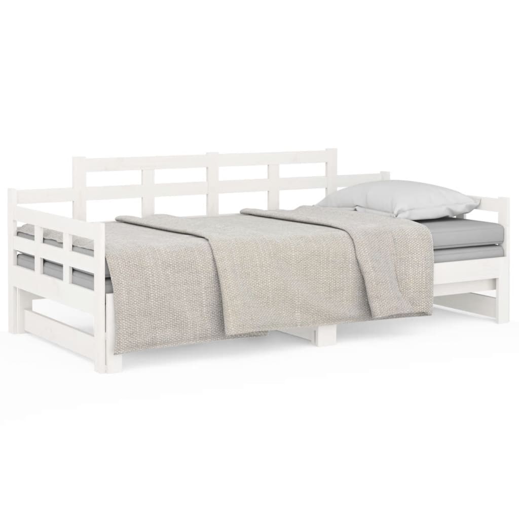 Lit de repos extensible en pin massif blanc 2x(90x190) cm