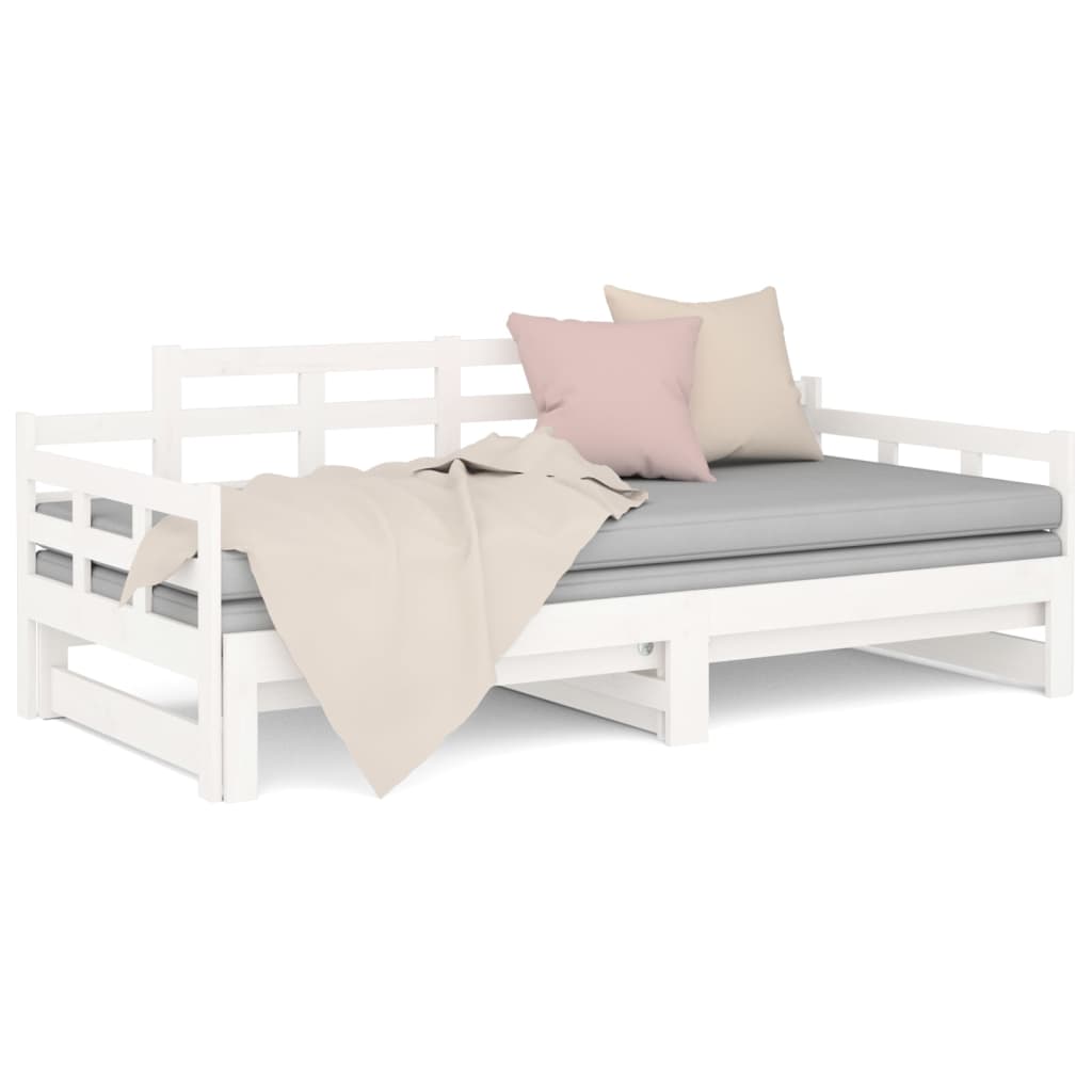 Lit de repos extensible en pin massif blanc 2x(90x190) cm