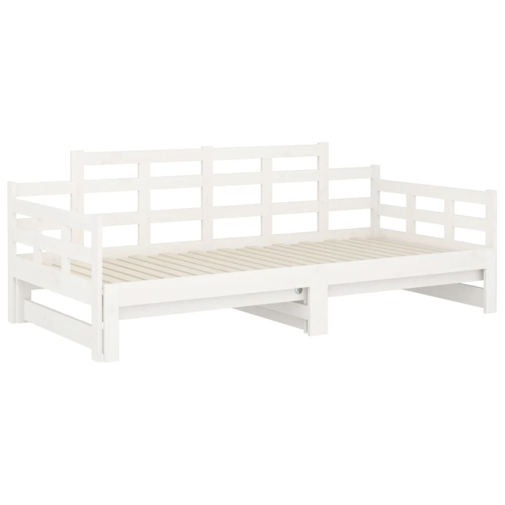 Lit de repos extensible en pin massif blanc 2x(90x190) cm