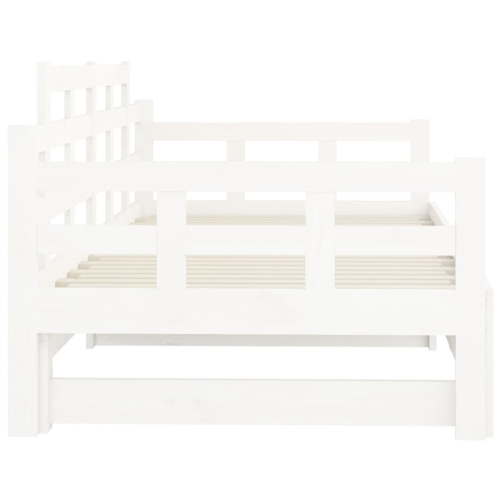 Lit de repos extensible en pin massif blanc 2x(90x190) cm