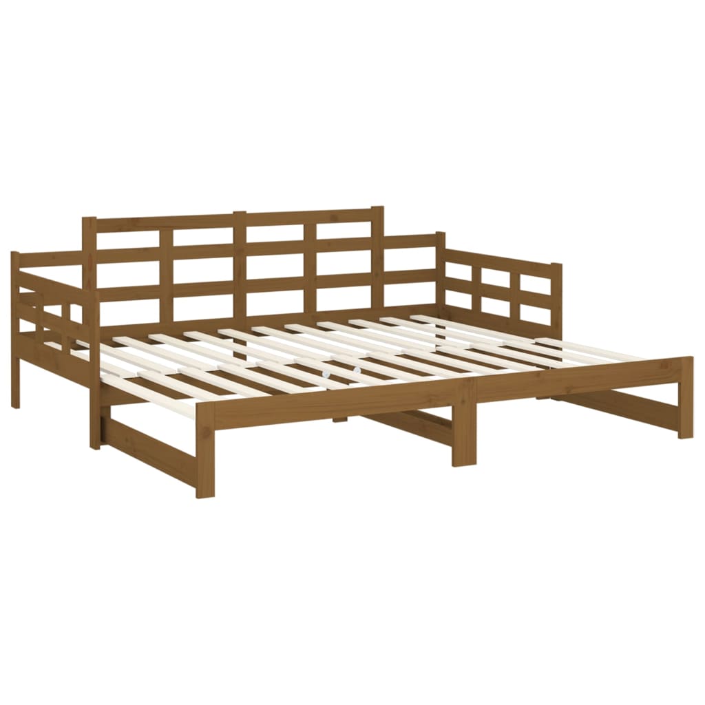 Lit de repos extensible en bois de pin massif marron miel 2x(90x190) cm