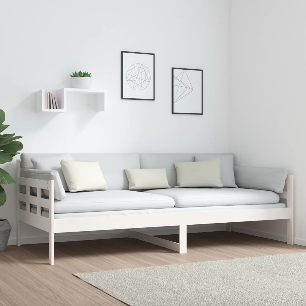 Lit de repos en pin massif blanc 90x200 cm