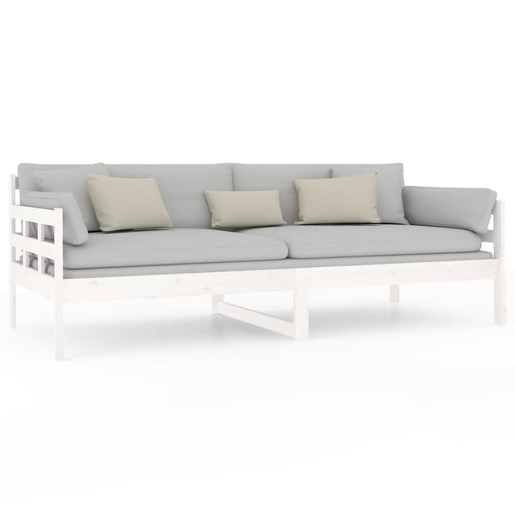 Lit de repos en pin massif blanc 90x200 cm