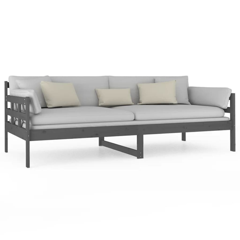 Lit de repos en pin massif gris 90x200 cm