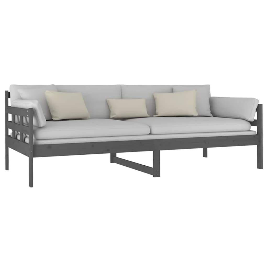 Lit de repos en pin massif gris 90x200 cm