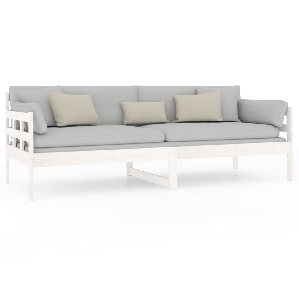 Lit de repos en pin massif blanc 80x200 cm