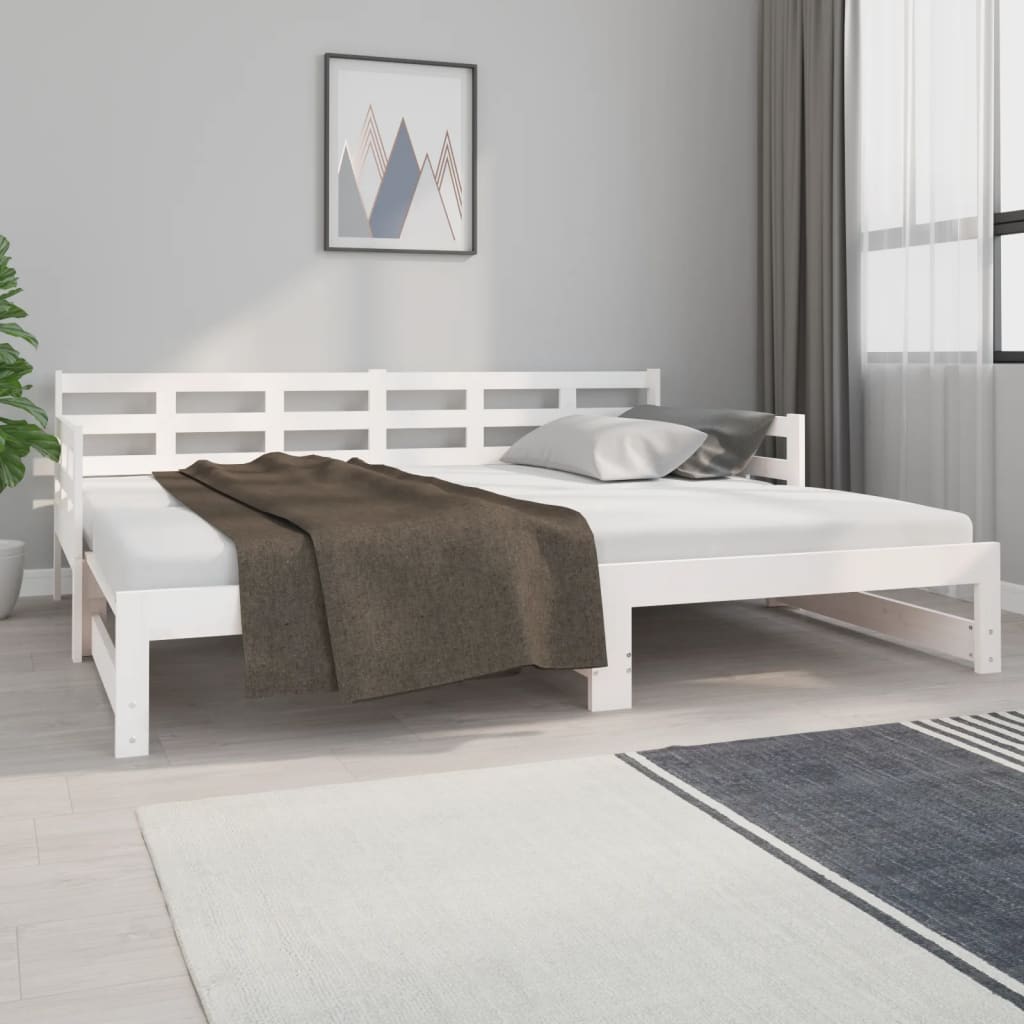 Lit de repos extensible en pin massif blanc 2x(90x200) cm