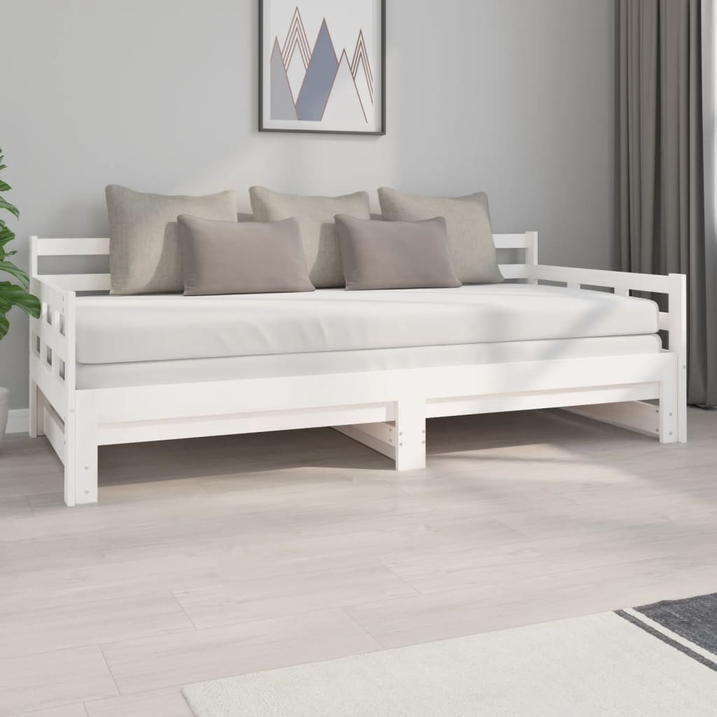 Lit de repos extensible en pin massif blanc 2x(90x200) cm