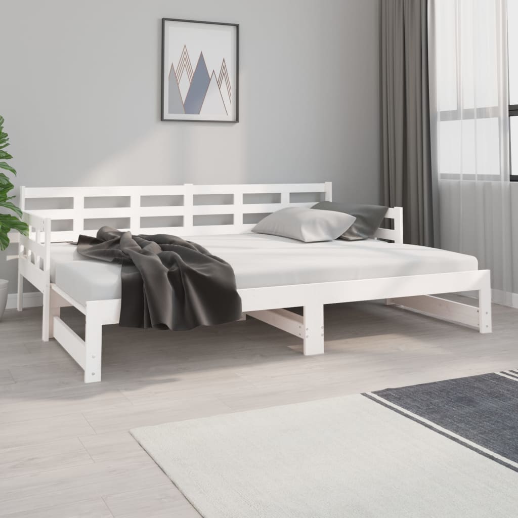 Lit de repos extensible en pin massif blanc 2x(80x200) cm