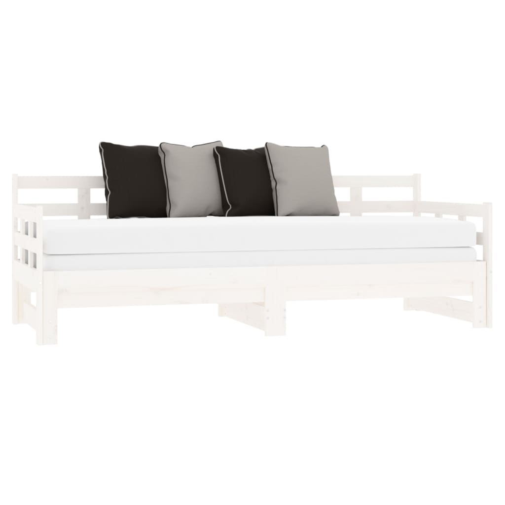 Lit de repos extensible en pin massif blanc 2x(80x200) cm