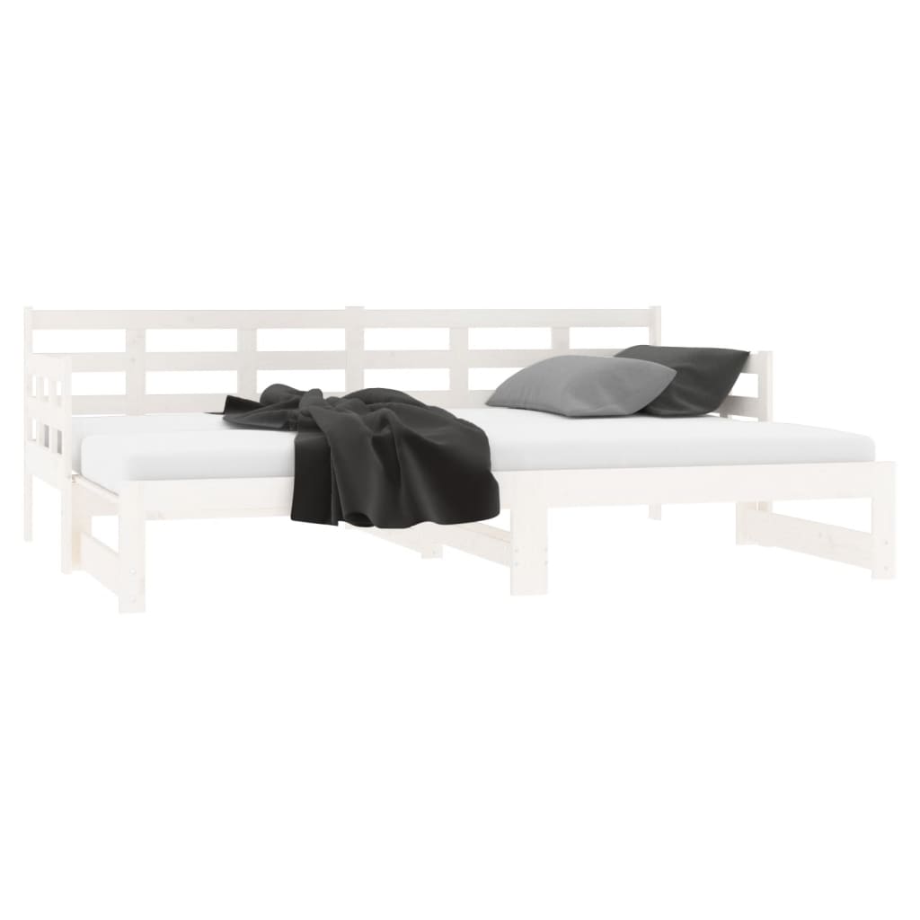 Lit de repos extensible en pin massif blanc 2x(80x200) cm