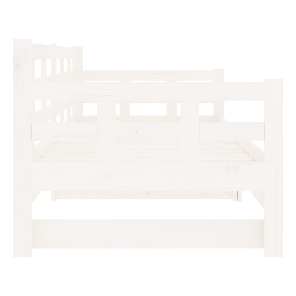 Lit de repos extensible en pin massif blanc 2x(80x200) cm