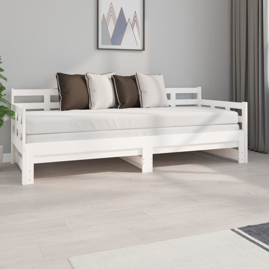 Lit de repos extensible en pin massif blanc 2x(80x200) cm