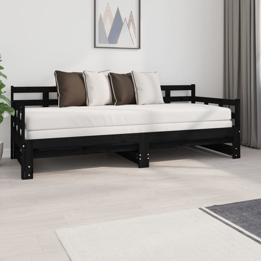 Lit de repos extensible en pin massif noir 2x(80x200) cm