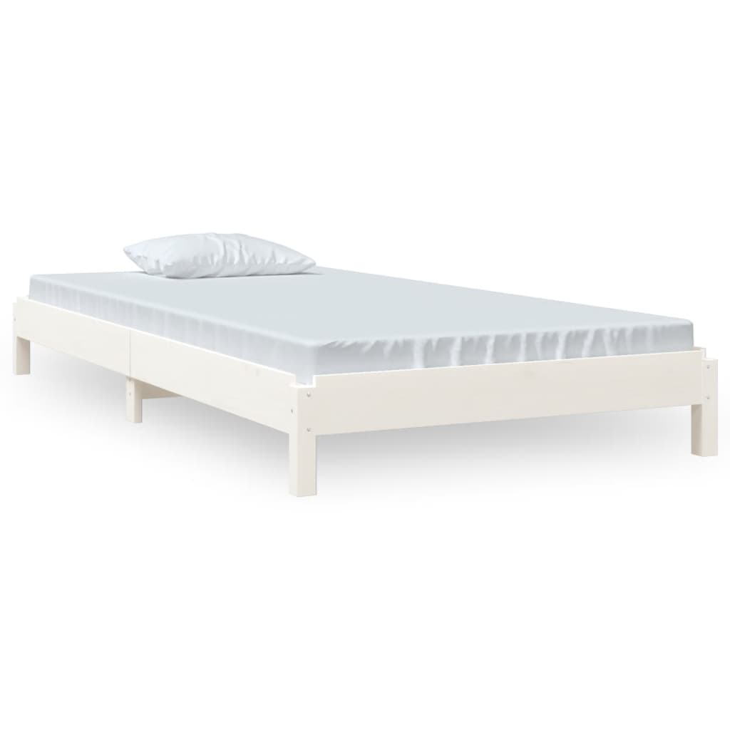 Lit empilable blanc 90x190 cm en pin massif