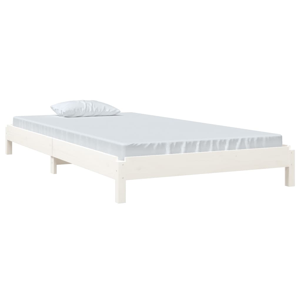 Lit empilable blanc 90x190 cm en pin massif