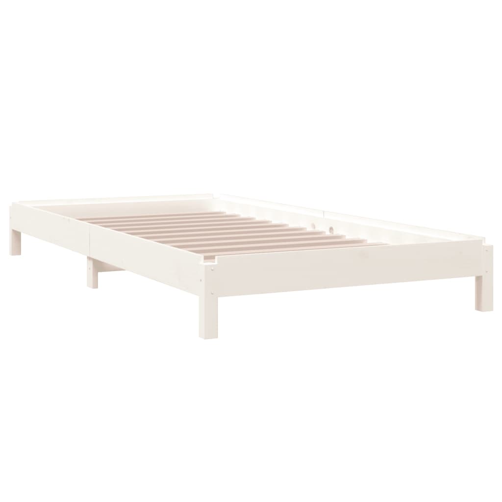 Lit empilable blanc 90x190 cm en pin massif