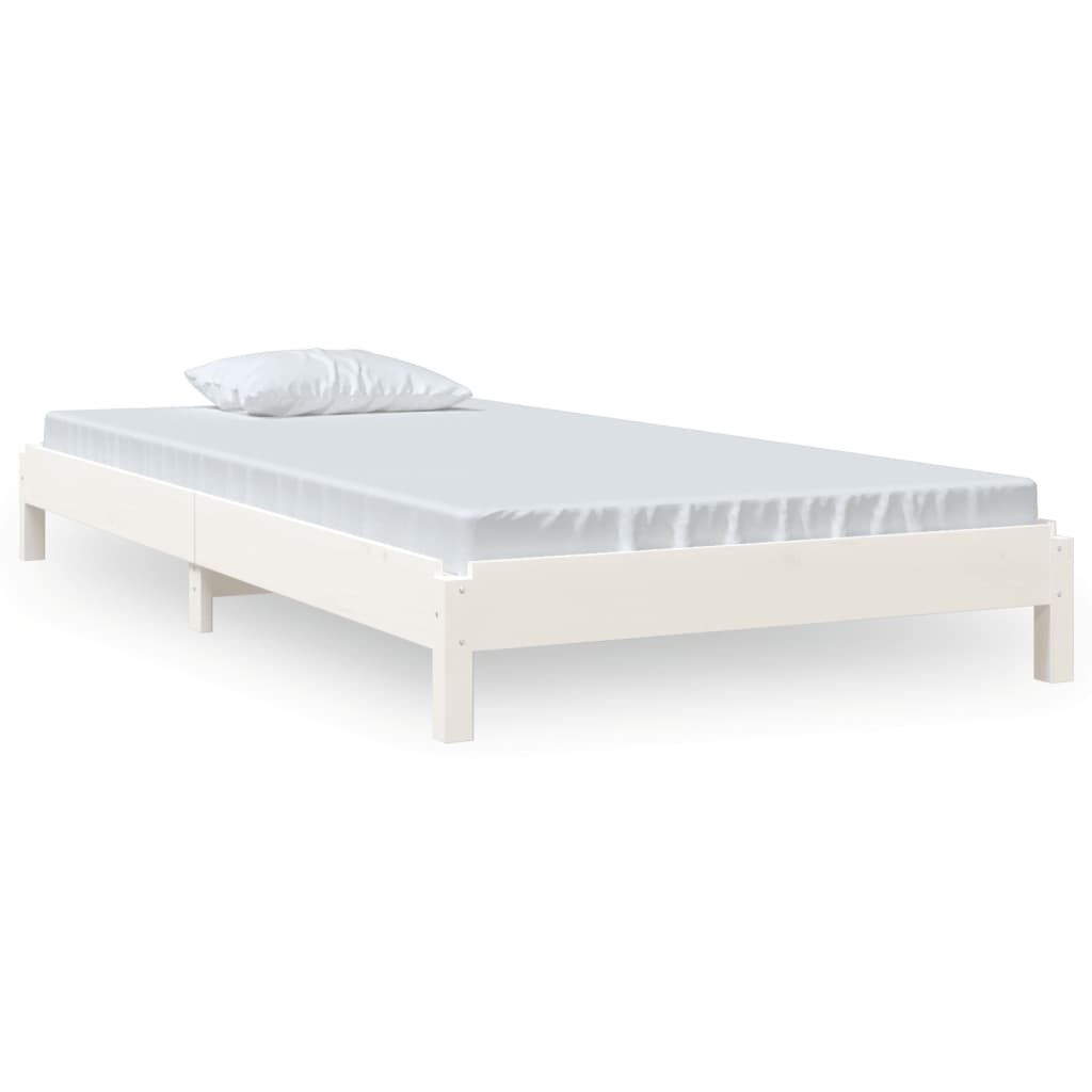 Lit empilable blanc 75x190 cm en pin massif