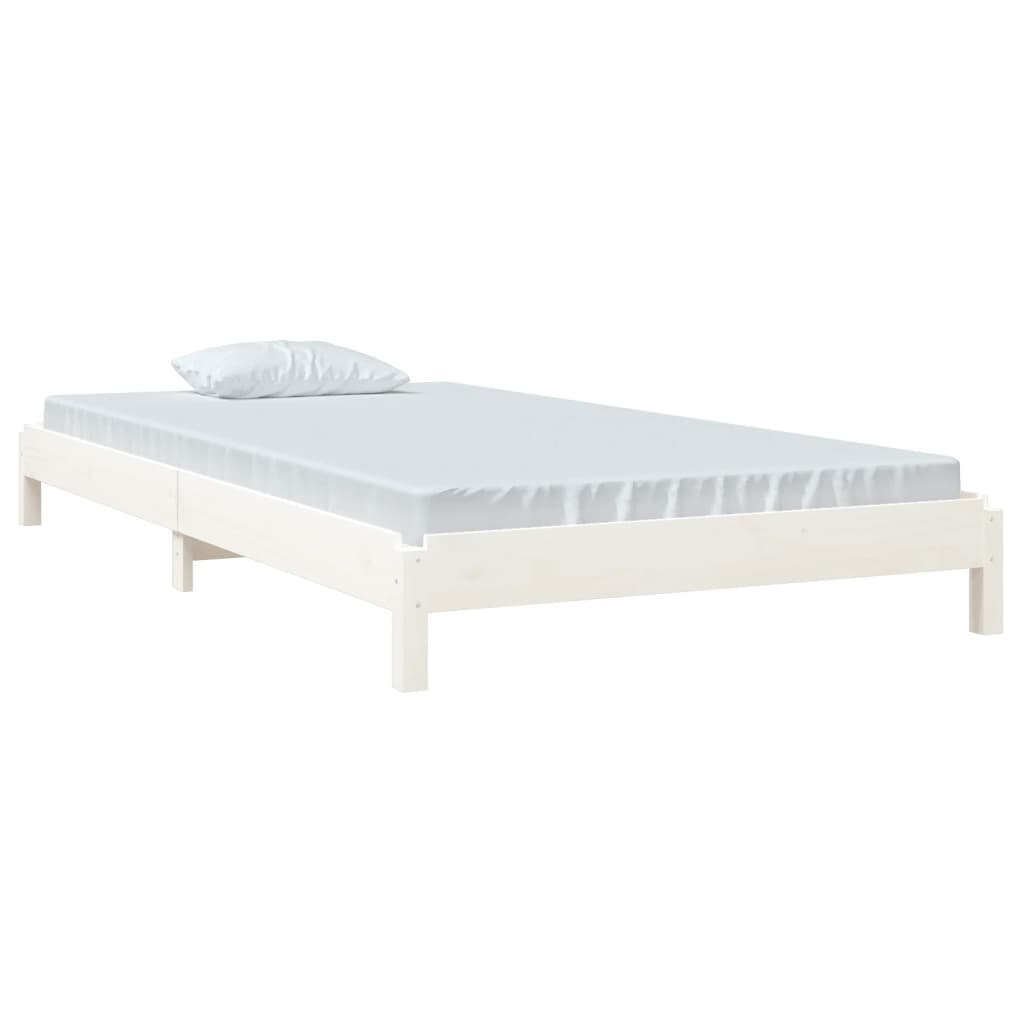 Lit empilable blanc 75x190 cm en pin massif