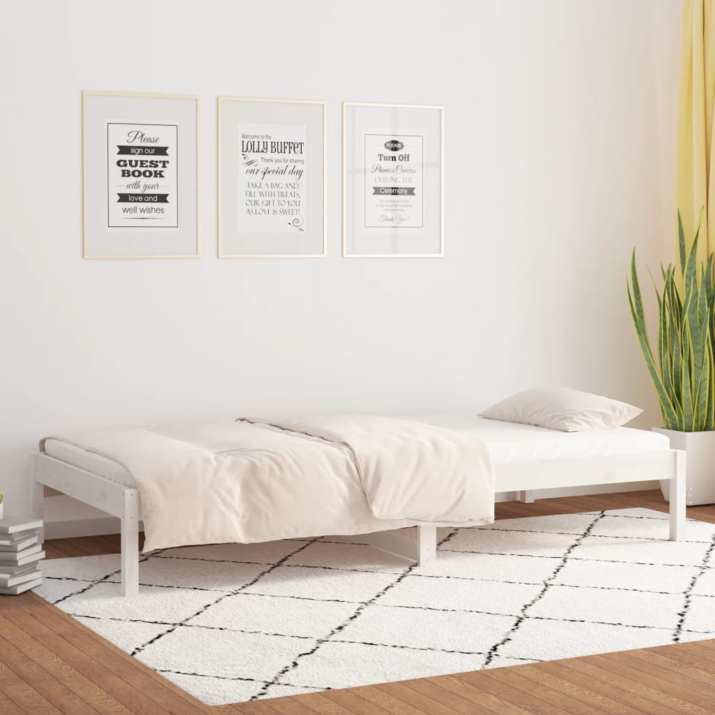 Lit de repos blanc 90x200 cm en bois de pin massif