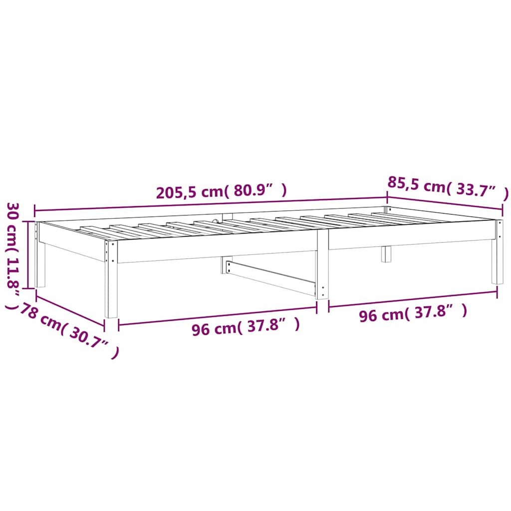 Tagesbett ohne Matratze Weiß 80x200 cm Massivholz Kiefer