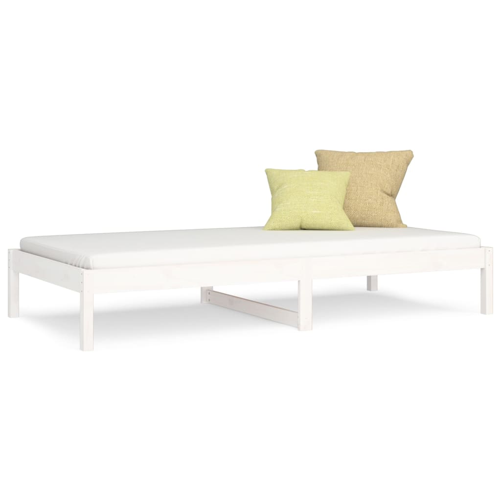 Lit de repos blanc 90x190 cm en bois de pin massif