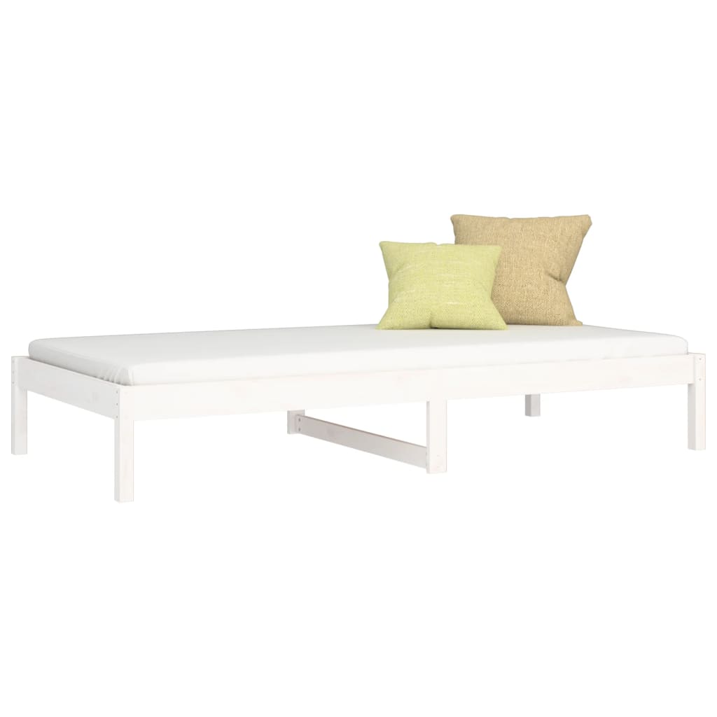 Lit de repos blanc 90x190 cm en bois de pin massif