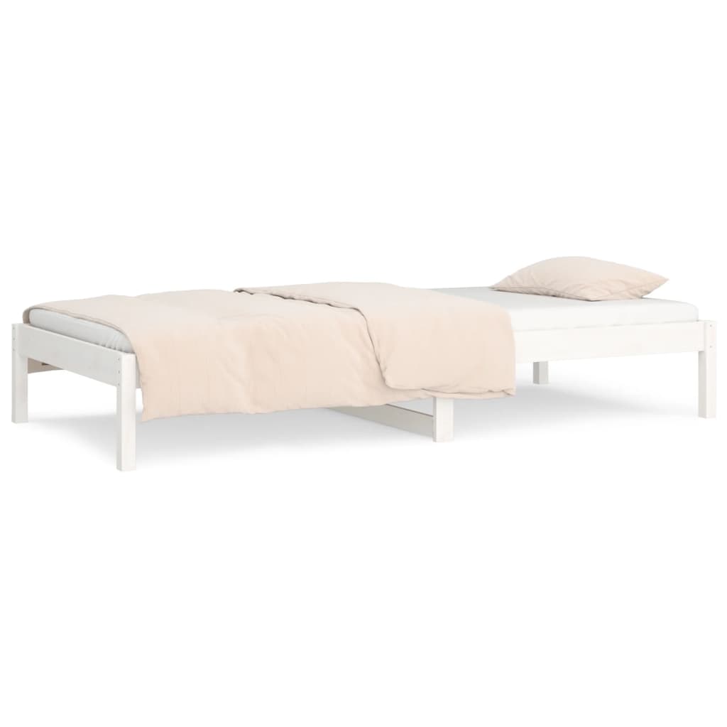 Lit de repos blanc 90x190 cm en bois de pin massif