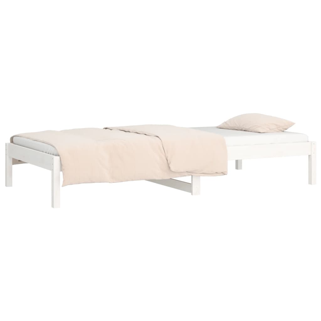 Lit de repos blanc 90x190 cm en bois de pin massif