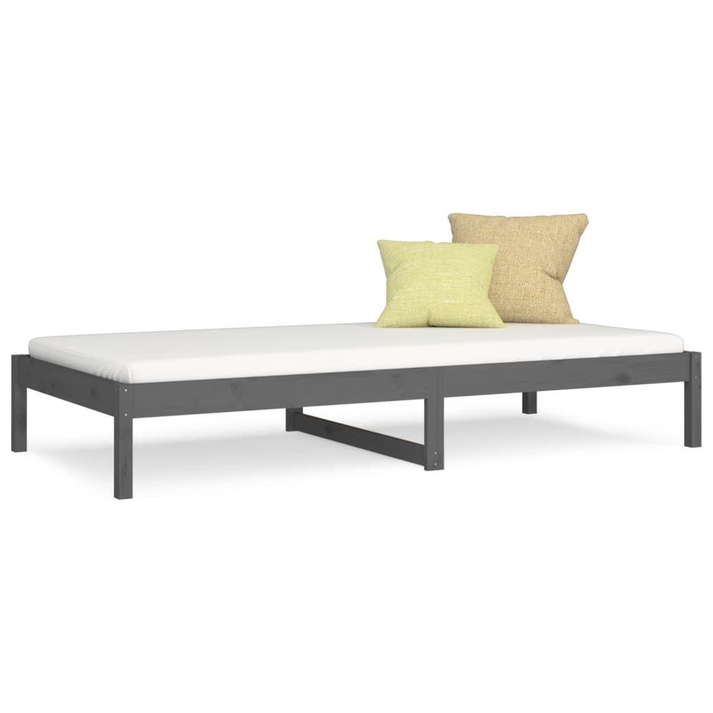 Lit de repos gris 90x190 cm en bois de pin massif