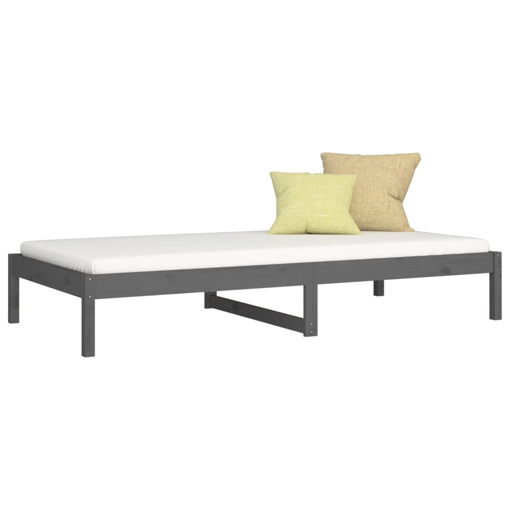 Lit de repos gris 90x190 cm en bois de pin massif