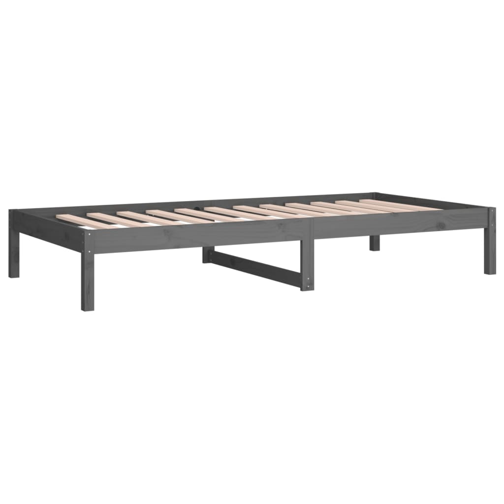 Lit de repos gris 90x190 cm en bois de pin massif