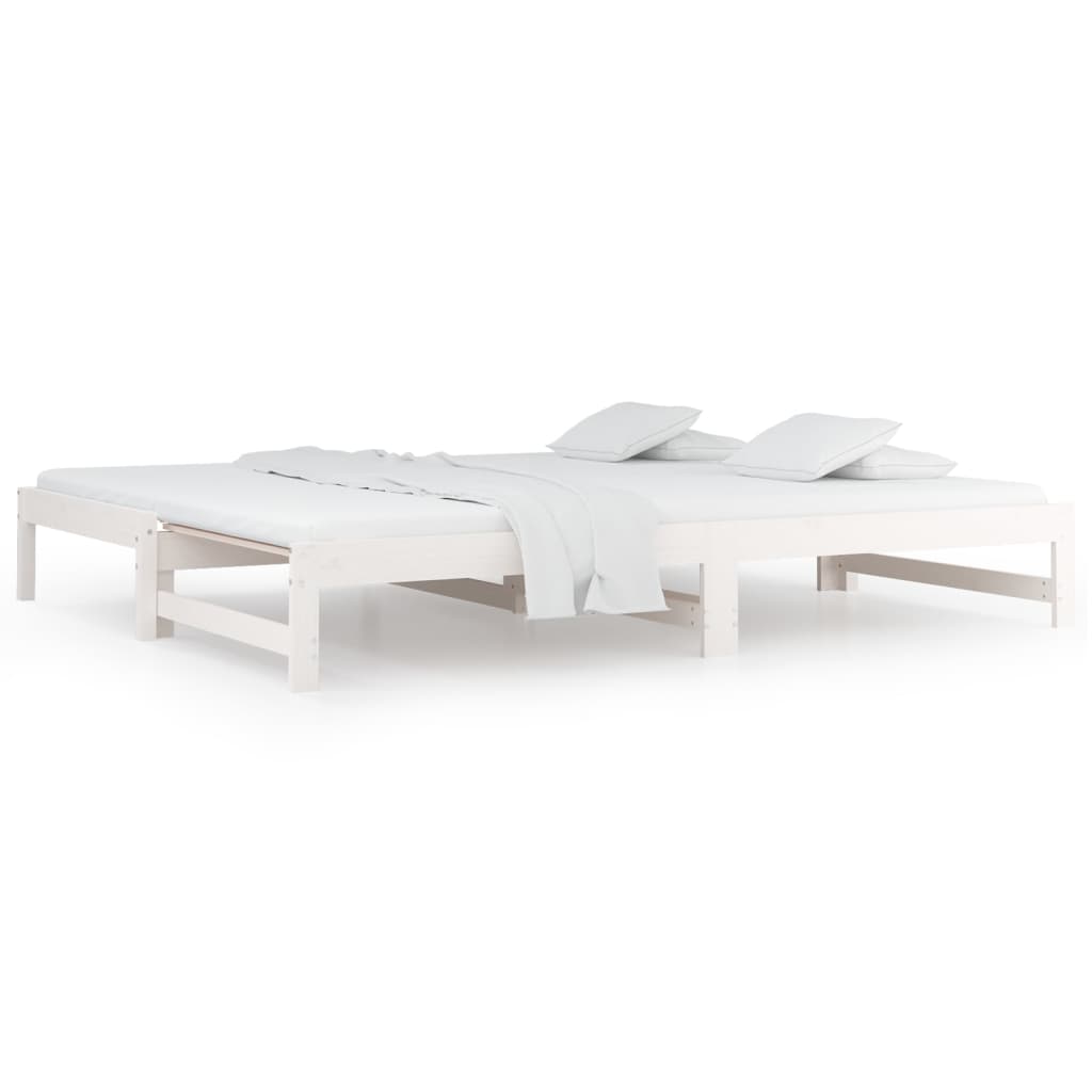 Lit de repos extensible blanc 2x(90x200) cm en bois de pin massif