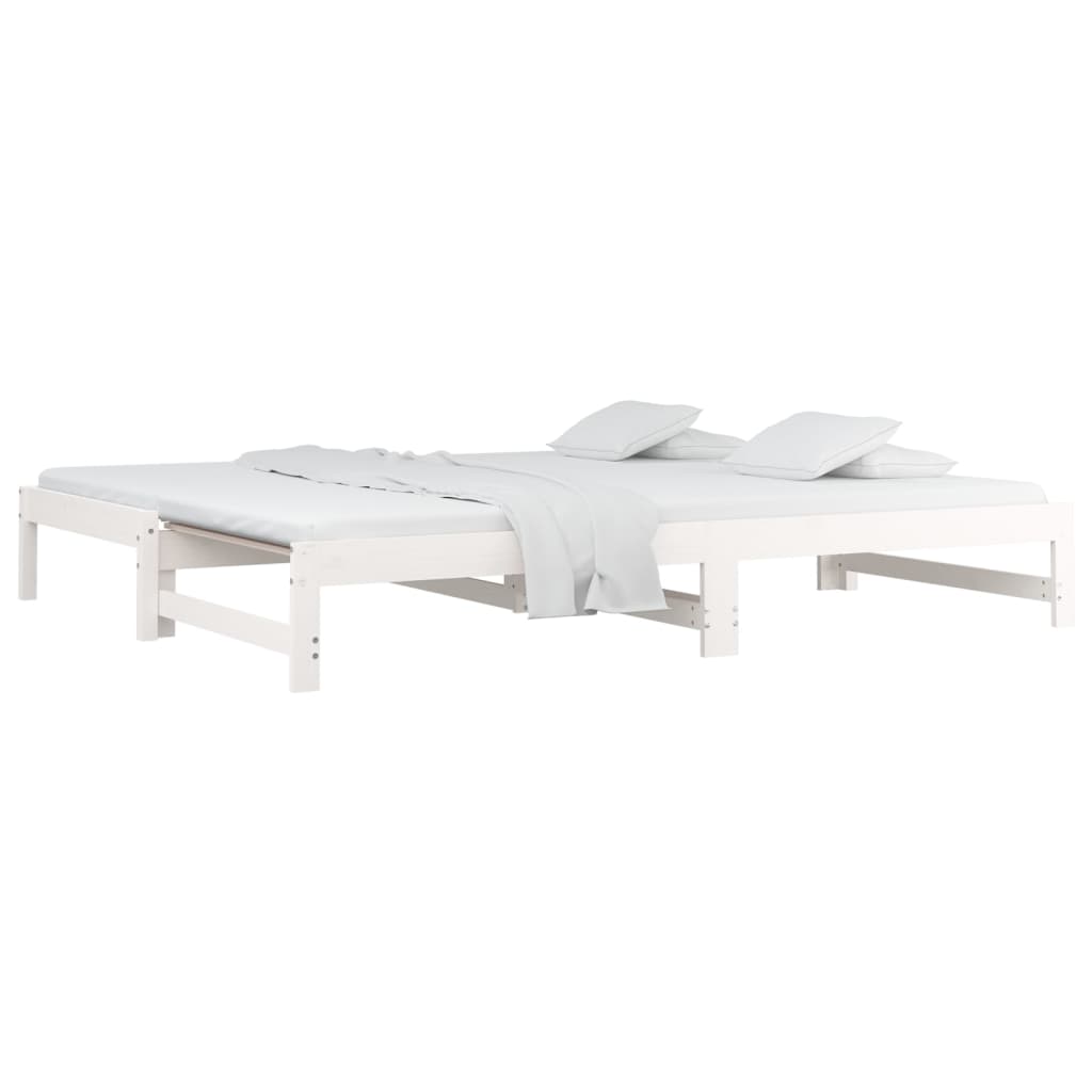 Lit de repos extensible blanc 2x(90x200) cm en bois de pin massif