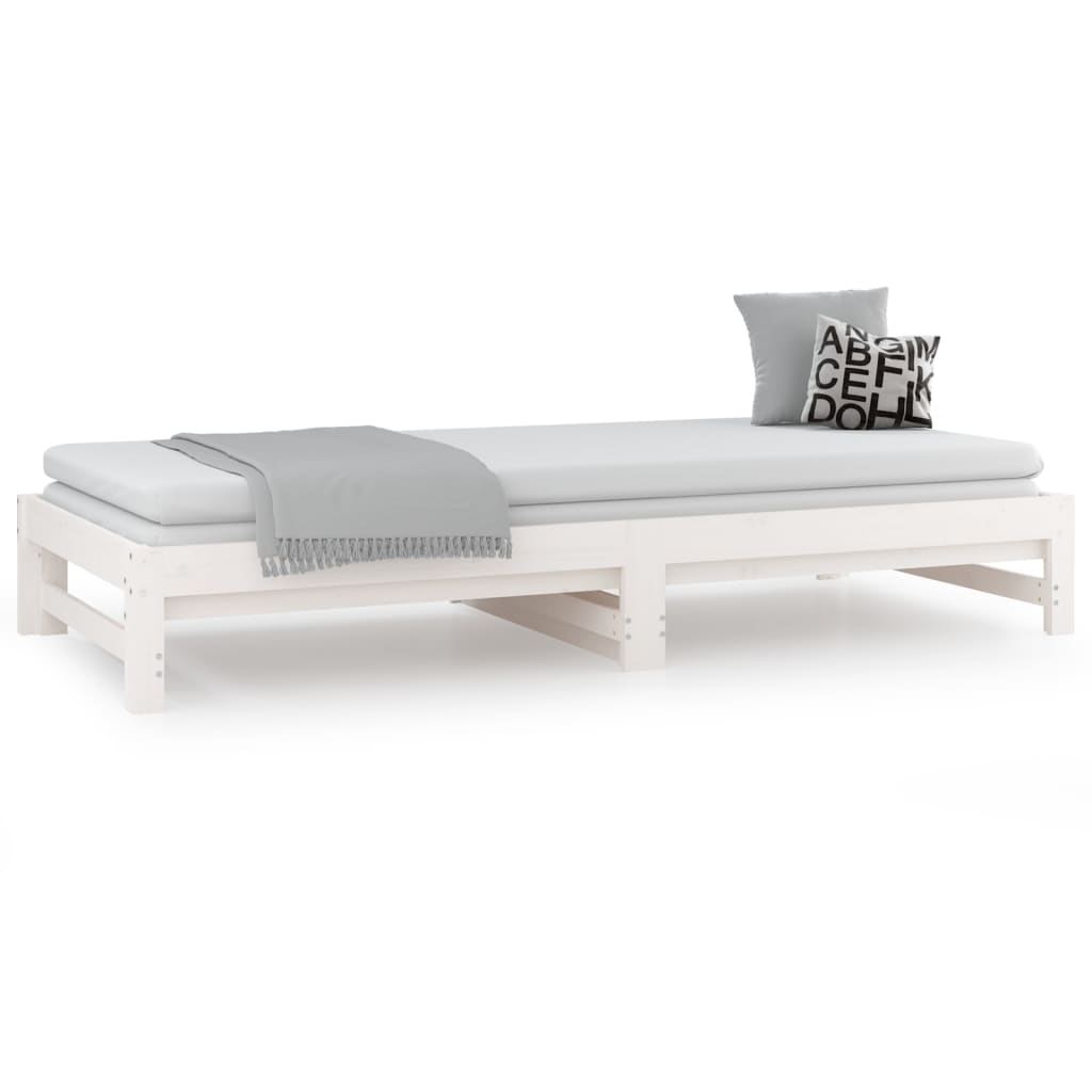 Lit de repos extensible blanc 2x(90x200) cm en bois de pin massif