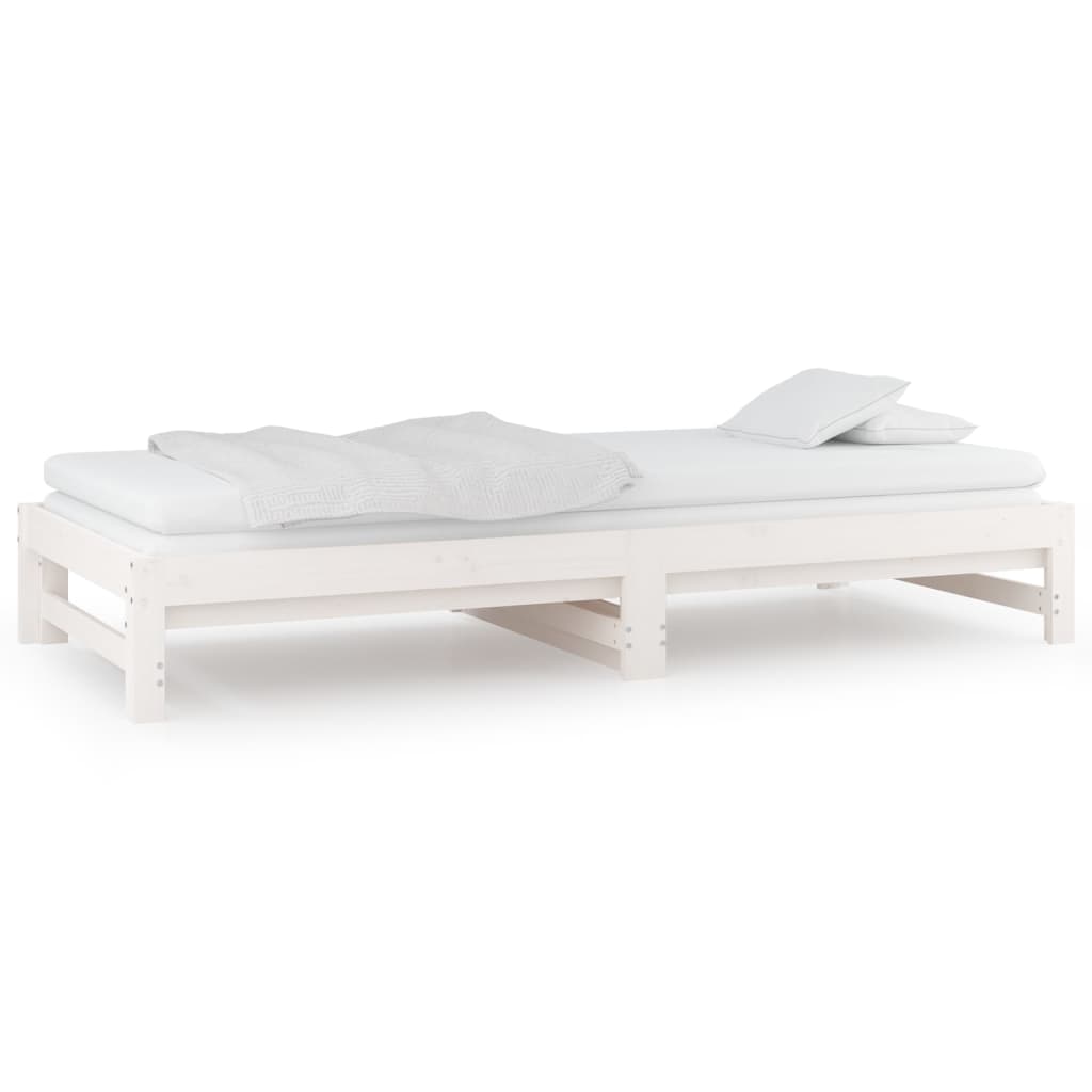 Lit de repos extensible blanc 2x(90x200) cm en bois de pin massif