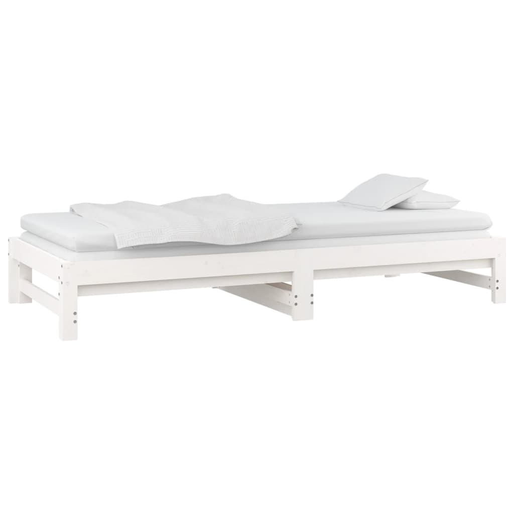 Lit de repos extensible blanc 2x(90x200) cm en bois de pin massif