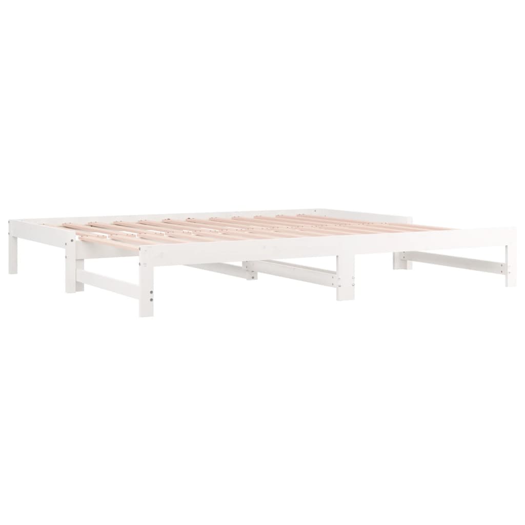 Lit de repos extensible blanc 2x(90x200) cm en bois de pin massif